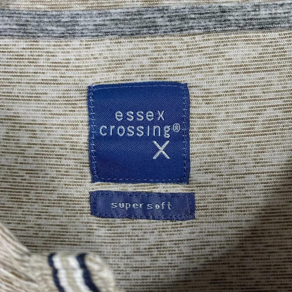 Essex Crossing Henley Shirt Men M Tan Heather Super Soft Stretch Long Sleeve